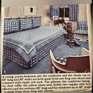 🍄NEW Vintage Butterick 3747 Bedroom Set Uncut Pattern Sew Craft Comforter Sham
